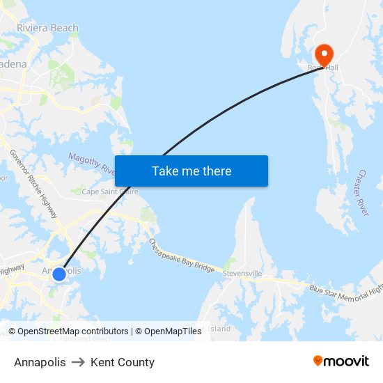 Annapolis to Kent County map