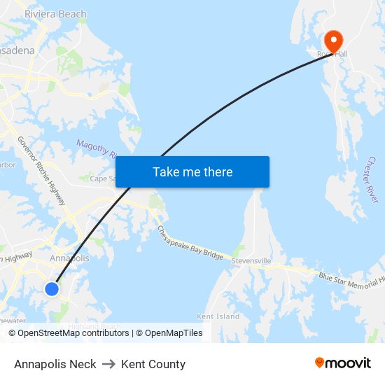 Annapolis Neck to Kent County map