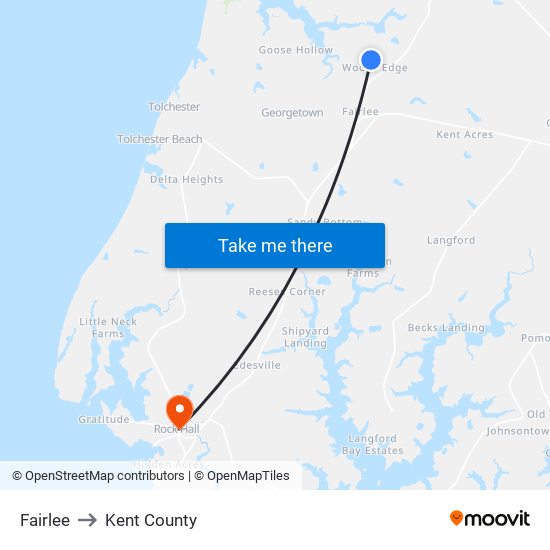 Fairlee to Kent County map