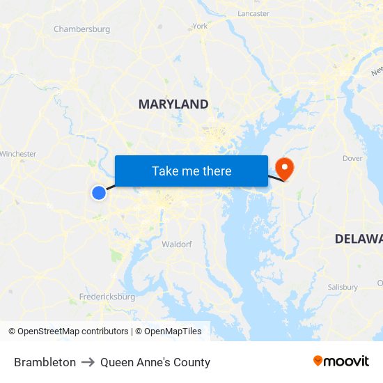 Brambleton to Queen Anne's County map