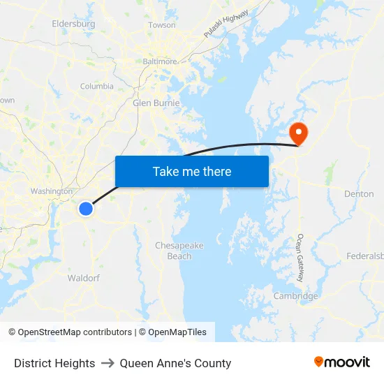 District Heights to Queen Anne's County map