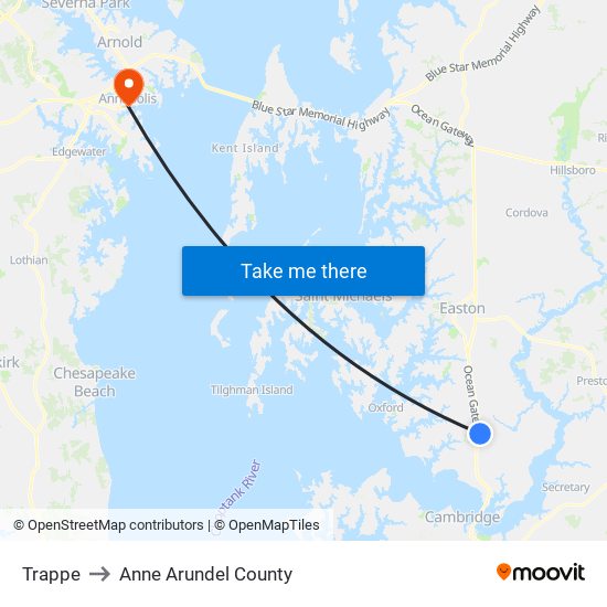 Trappe to Anne Arundel County map