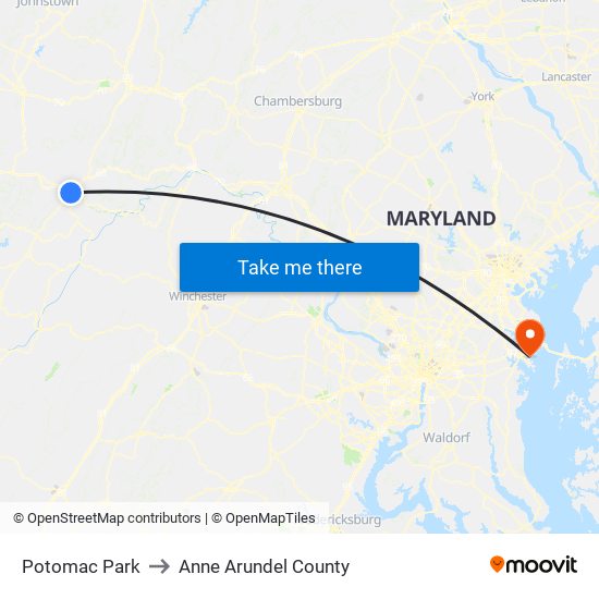 Potomac Park to Anne Arundel County map