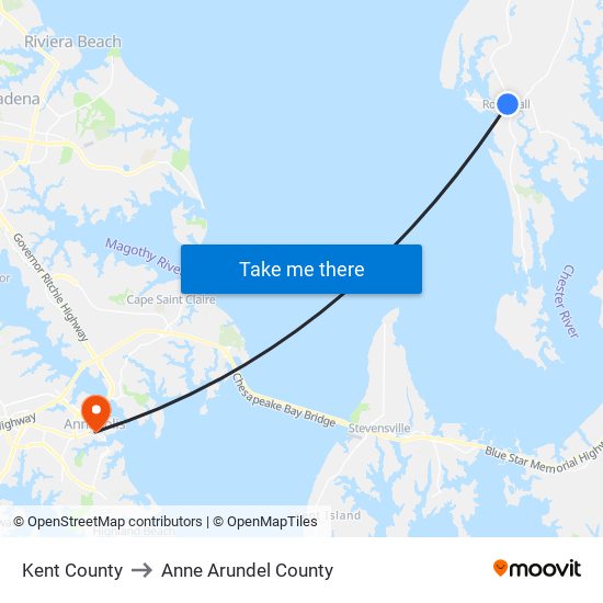 Kent County to Anne Arundel County map