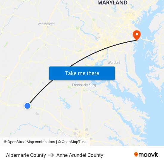 Albemarle County to Anne Arundel County map