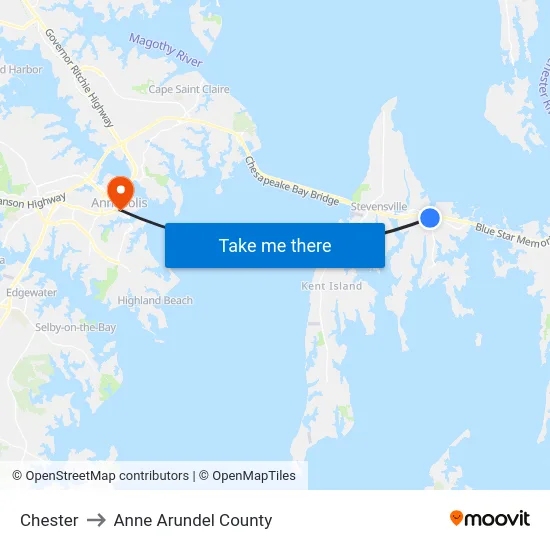 Chester to Anne Arundel County map