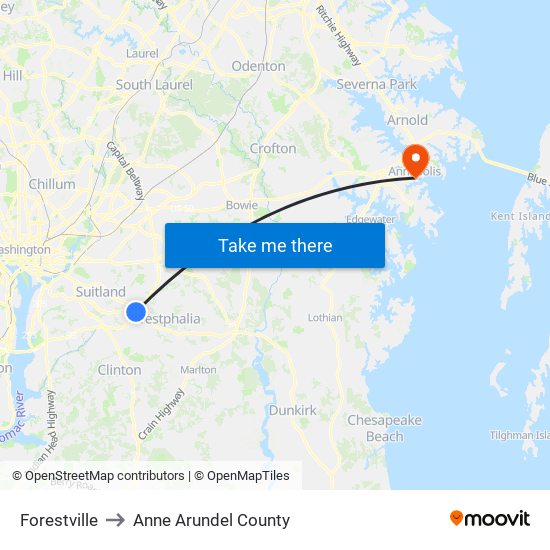 Forestville to Anne Arundel County map