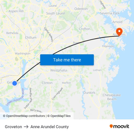 Groveton to Anne Arundel County map