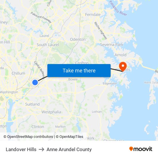 Landover Hills to Anne Arundel County map