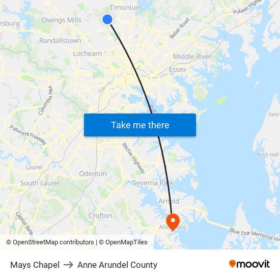 Mays Chapel to Anne Arundel County map