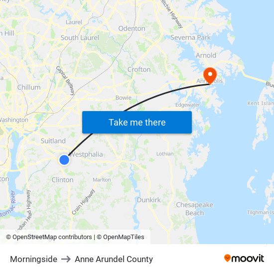 Morningside to Anne Arundel County map