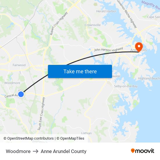 Woodmore to Anne Arundel County map