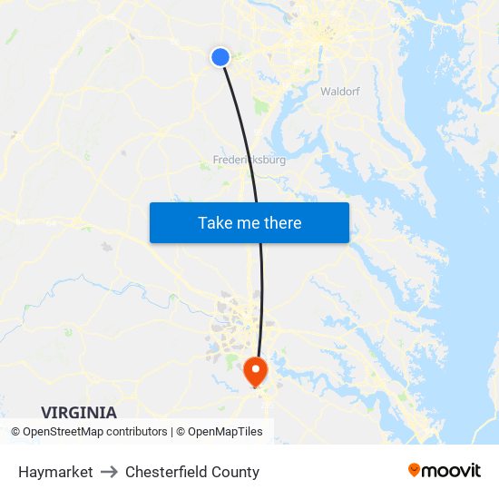 Haymarket to Chesterfield County map