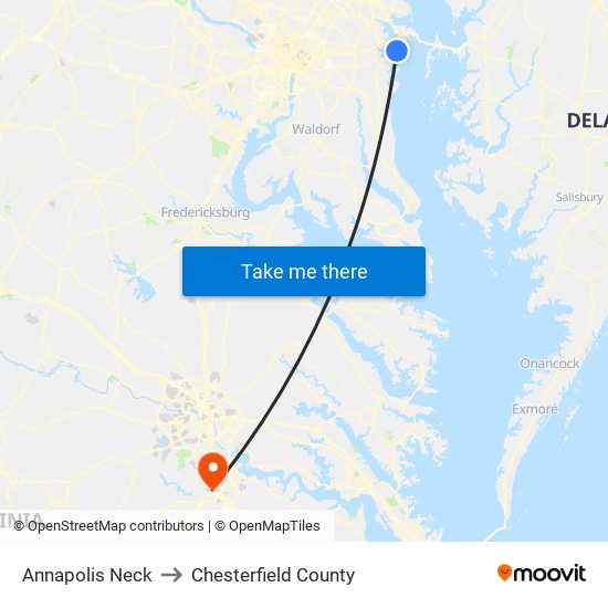 Annapolis Neck to Chesterfield County map