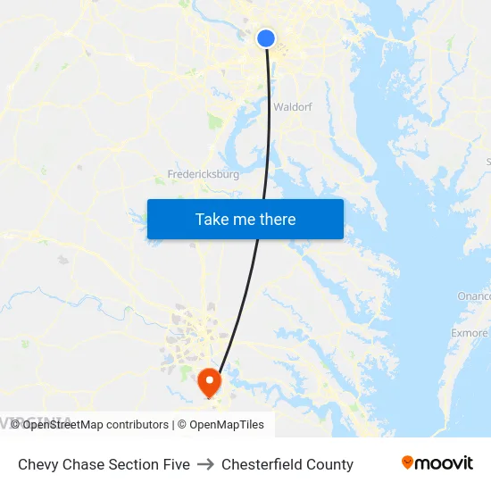 Chevy Chase Section Five to Chesterfield County map
