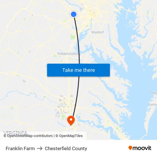 Franklin Farm to Chesterfield County map