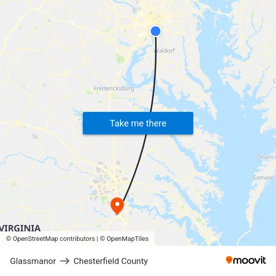 Glassmanor to Chesterfield County map