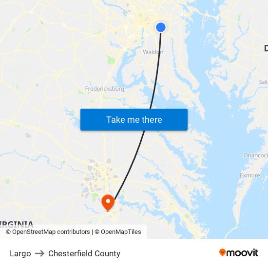 Largo to Chesterfield County map