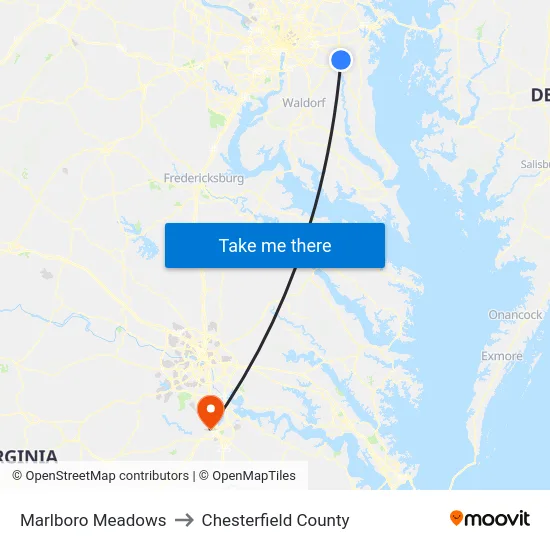 Marlboro Meadows to Chesterfield County map