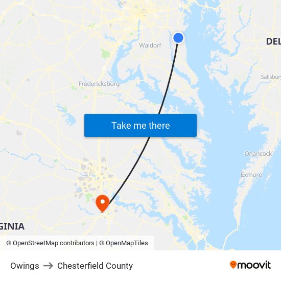 Owings to Chesterfield County map