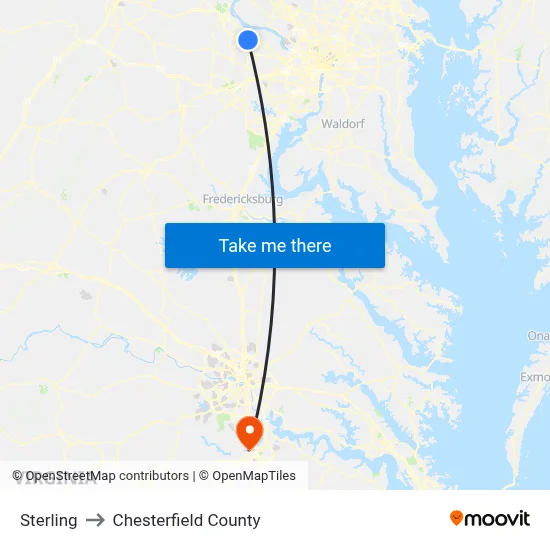 Sterling to Chesterfield County map