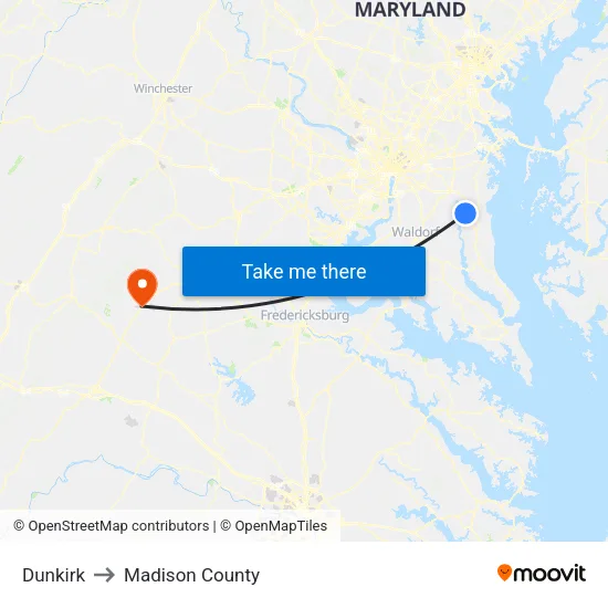 Dunkirk to Madison County map