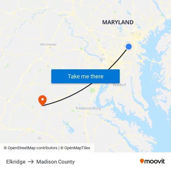 Elkridge to Madison County map