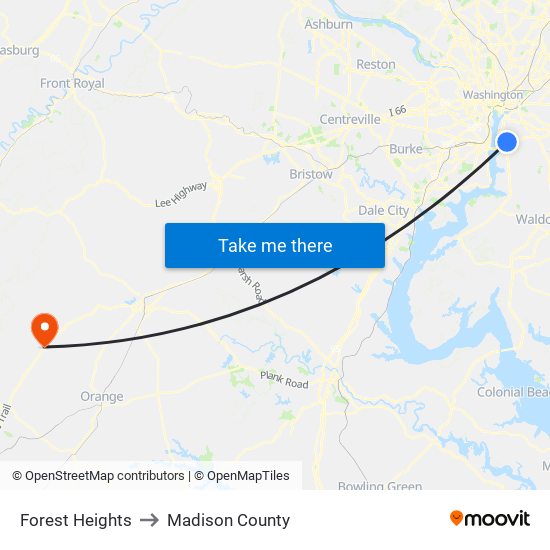 Forest Heights to Madison County map