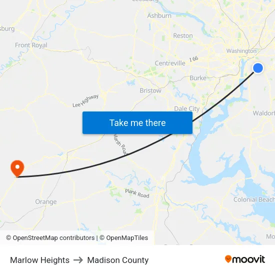 Marlow Heights to Madison County map