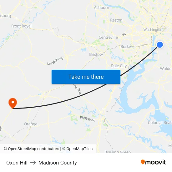 Oxon Hill to Madison County map