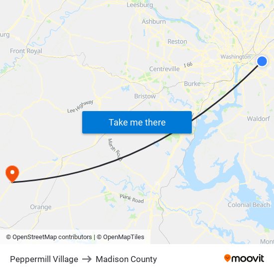 Peppermill Village to Madison County map