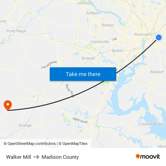 Walker Mill to Madison County map