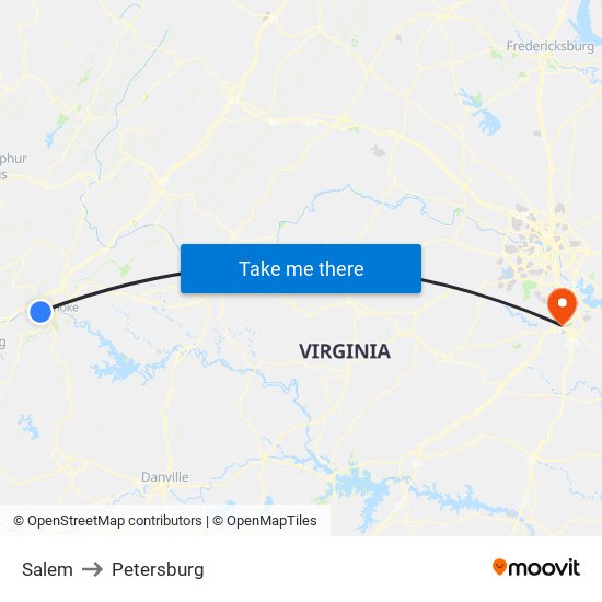 Salem to Petersburg map