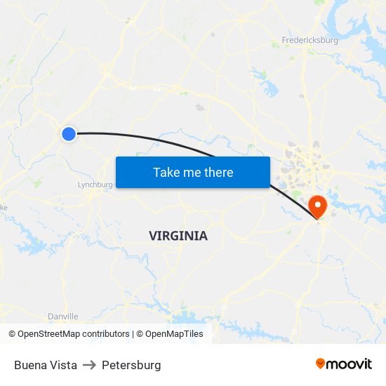 Buena Vista to Petersburg map