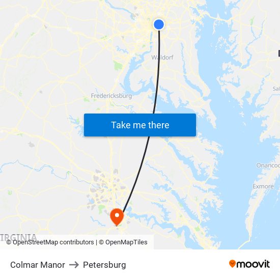 Colmar Manor to Petersburg map