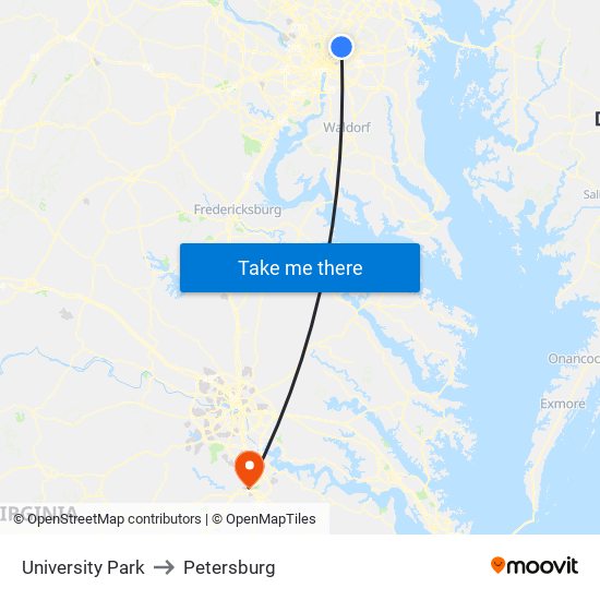 University Park to Petersburg map