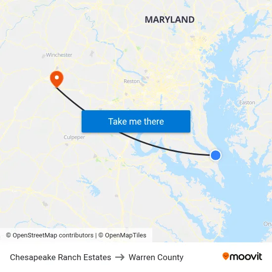 Chesapeake Ranch Estates to Warren County map