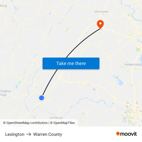 Lexington to Warren County map