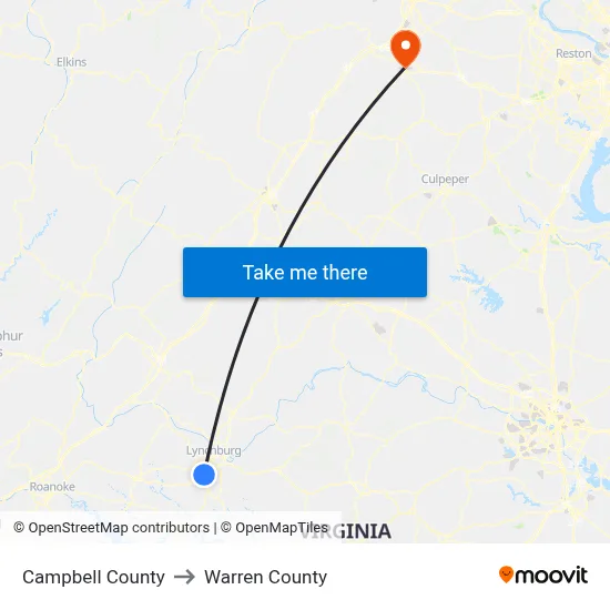 Campbell County to Warren County map