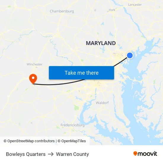 Bowleys Quarters to Warren County map