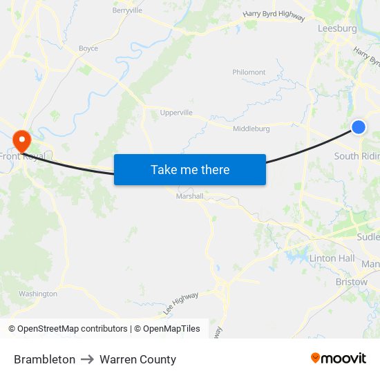 Brambleton to Warren County map