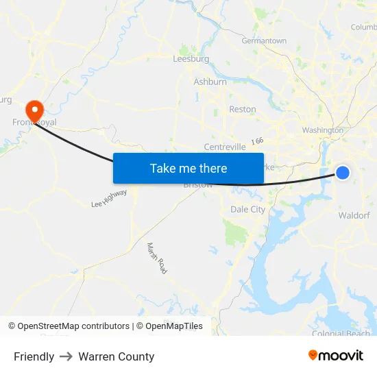 Friendly to Warren County map