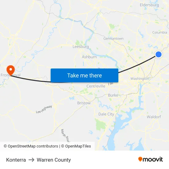 Konterra to Warren County map