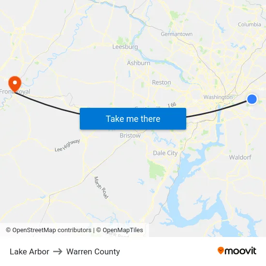 Lake Arbor to Warren County map