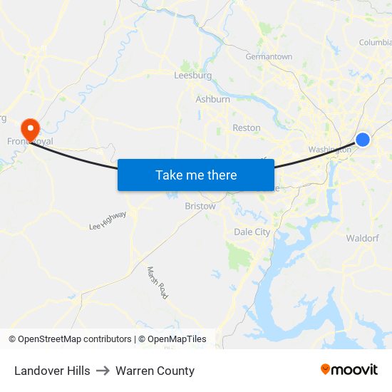 Landover Hills to Warren County map