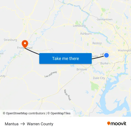 Mantua to Warren County map