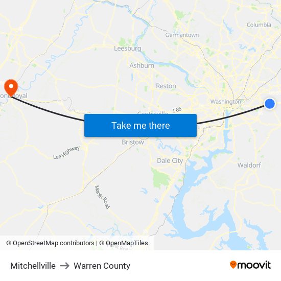 Mitchellville to Warren County map