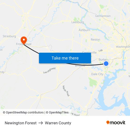 Newington Forest to Warren County map