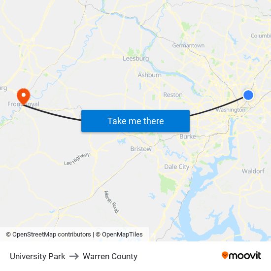 University Park to Warren County map