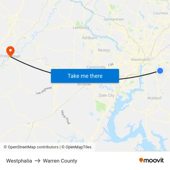Westphalia to Warren County map